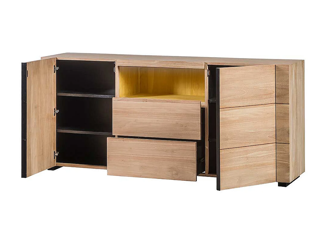 2 türiges Sideboard in Teakfarben zwei Schubladen