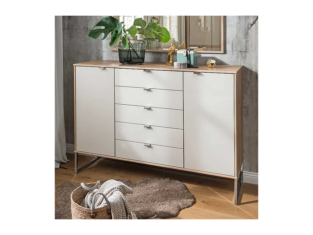 Anrichte in Beige und Eiche Bianco Made in Germany