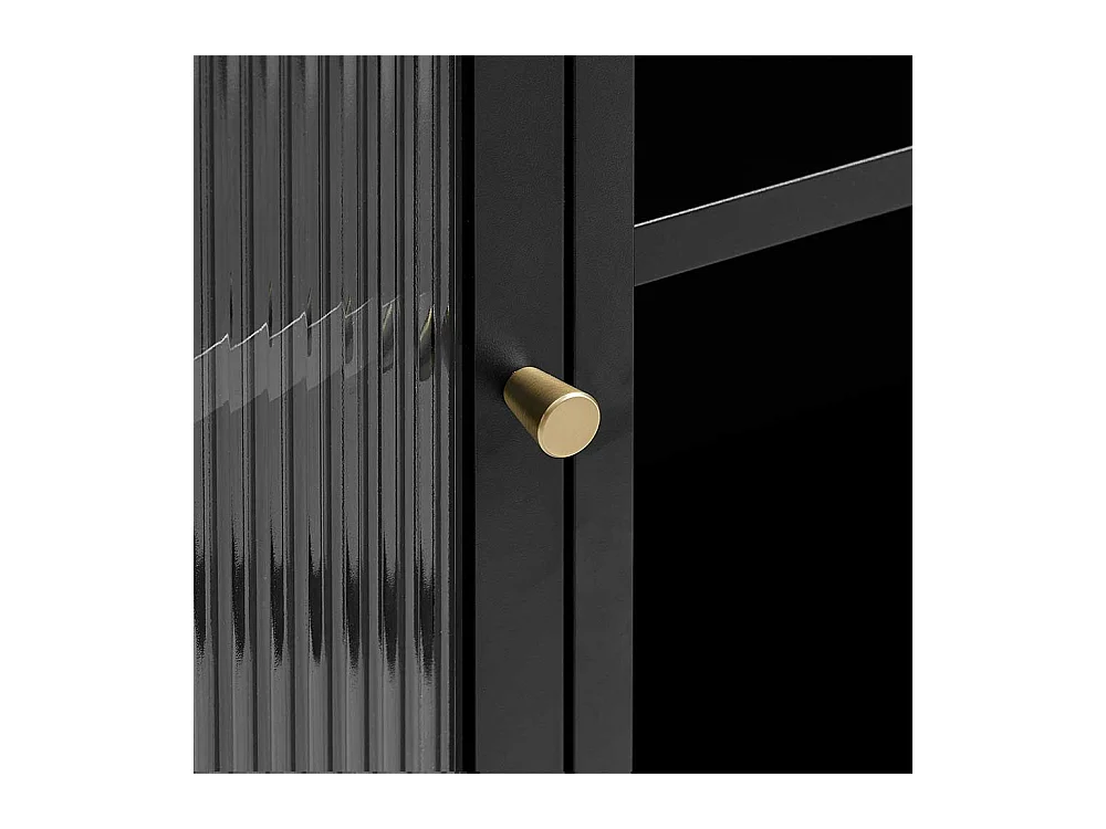 Sideboard mit Glastüren im Industrie und Loft Stil Schwarz