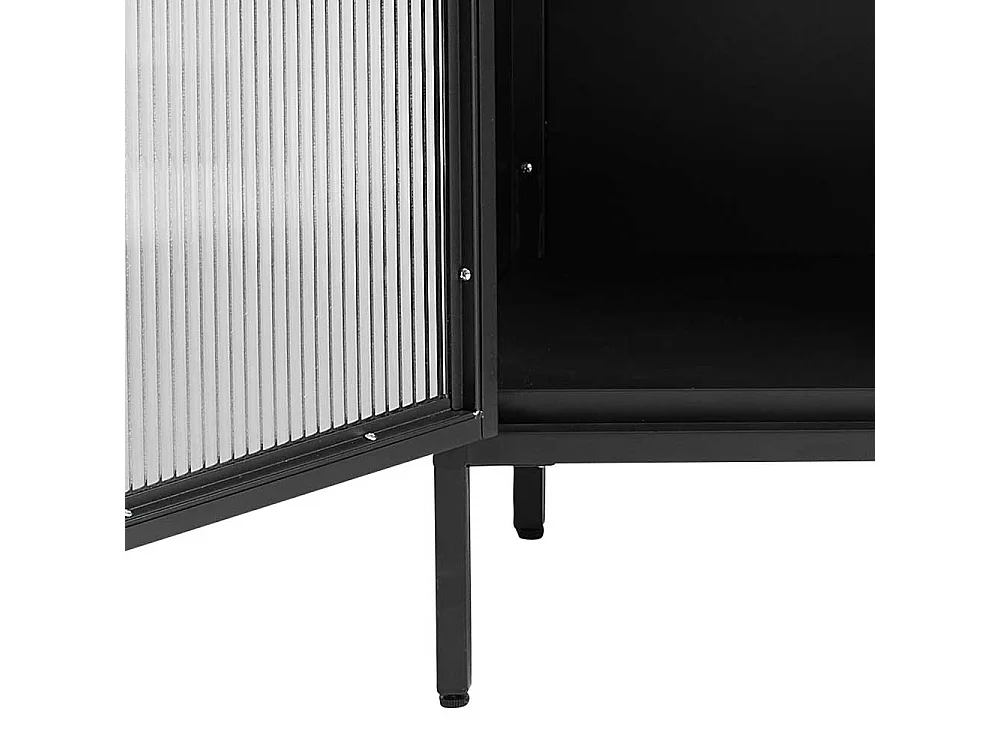Sideboard mit Glastüren im Industrie und Loft Stil Schwarz