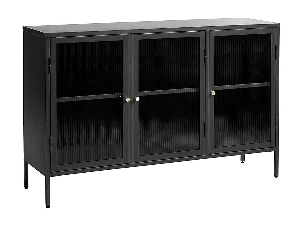 Sideboard mit Glastüren im Industrie und Loft Stil Schwarz