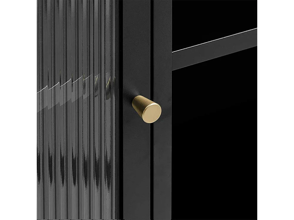 Sideboard mit Glastüren im Industrie und Loft Stil Schwarz