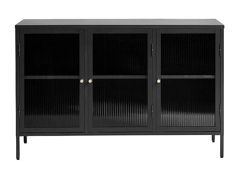 Sideboard mit Glastüren im Industrie und Loft Stil Schwarz