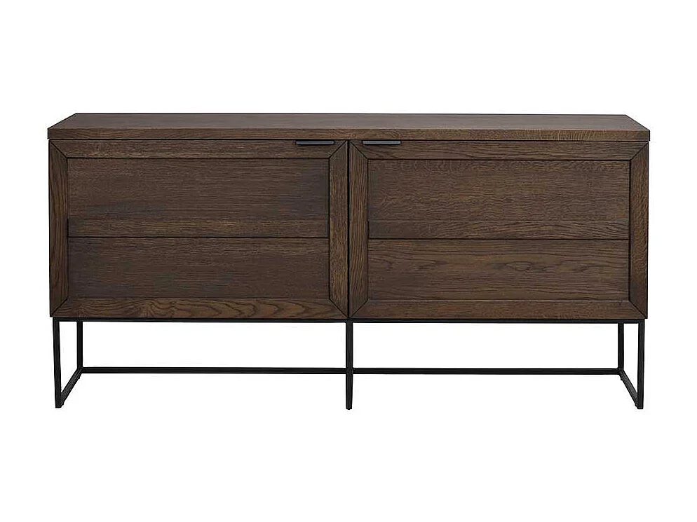 Hochwertiges Sideboard in Eiche Braun massiv Bügelgestell aus Metall