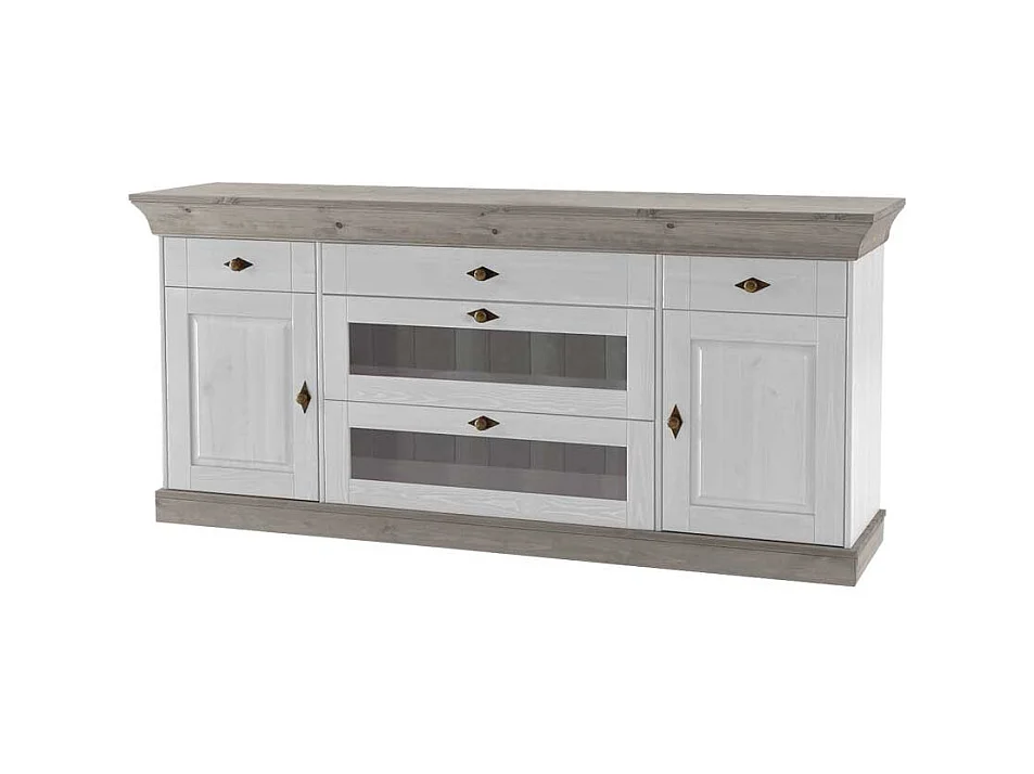 Anrichte in Weiß Grau Kiefer teilmassiv