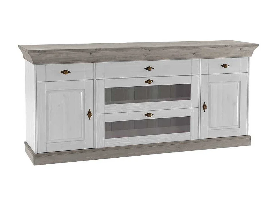 Anrichte in Weiß Grau Kiefer teilmassiv