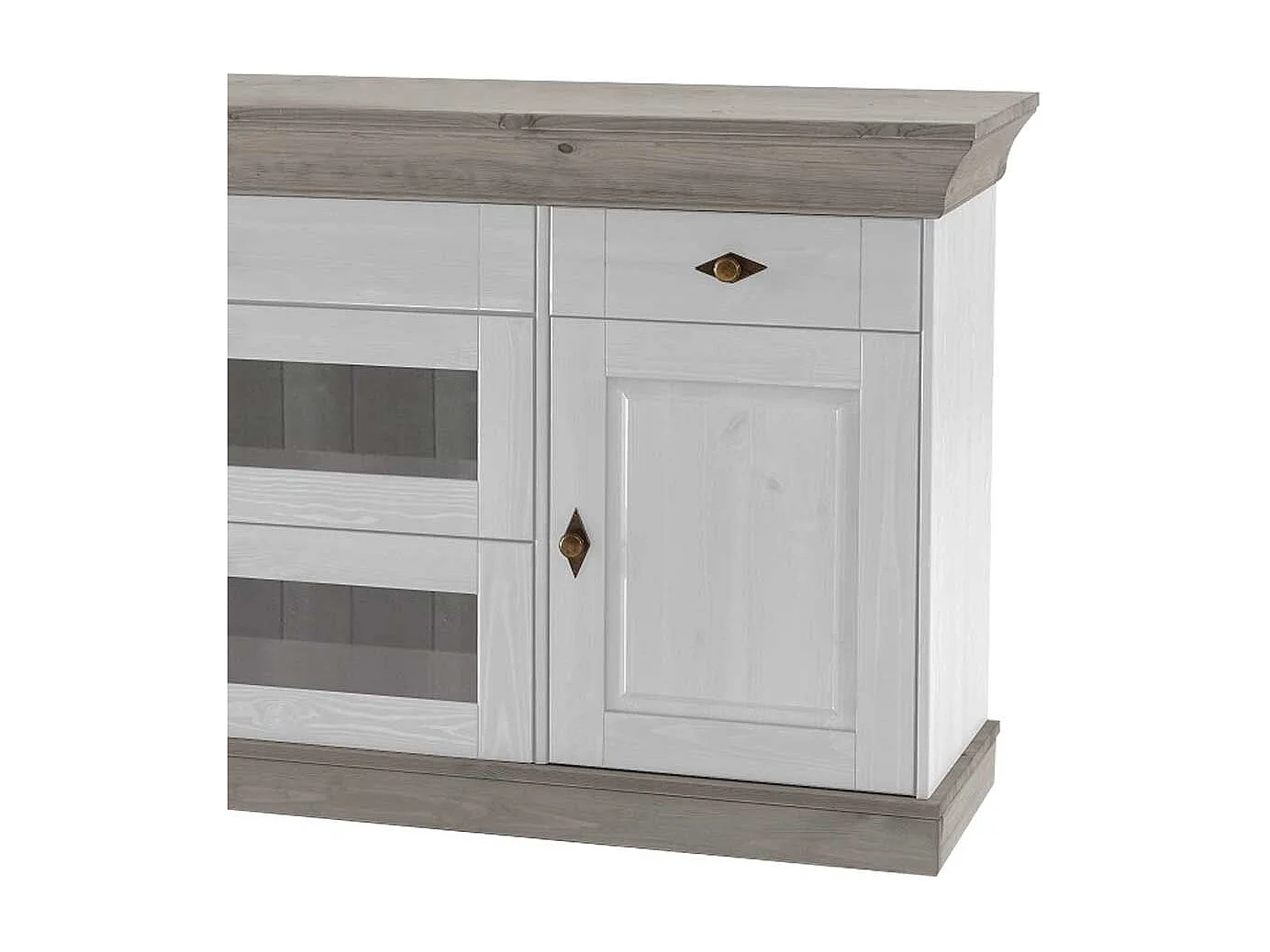 Anrichte in Weiß Grau Kiefer teilmassiv