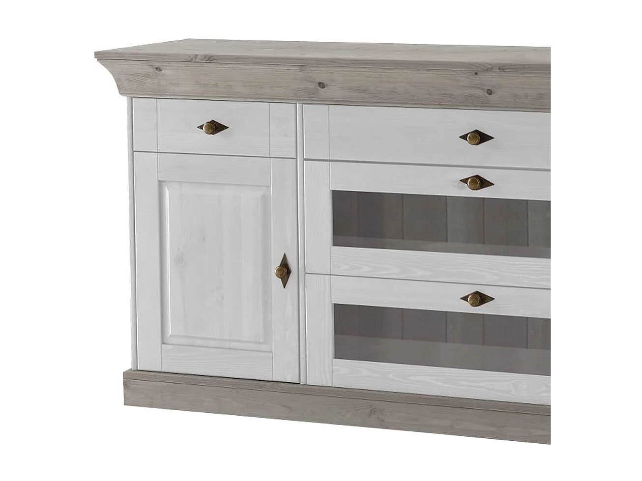 Anrichte in Weiß Grau Kiefer teilmassiv