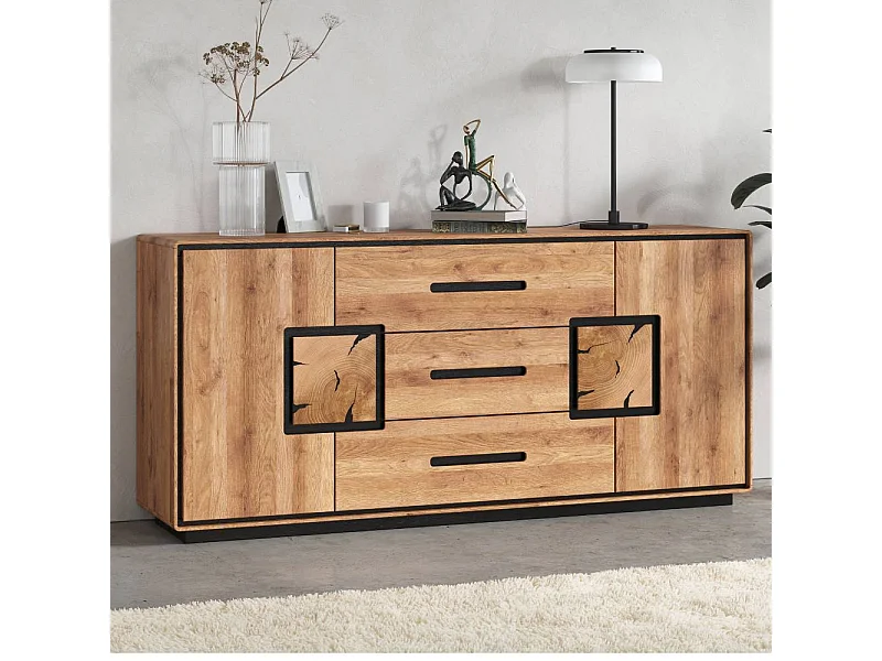 Esszimmerkommode Holzkommode mit Hirnholz Applikation 166 cm breit