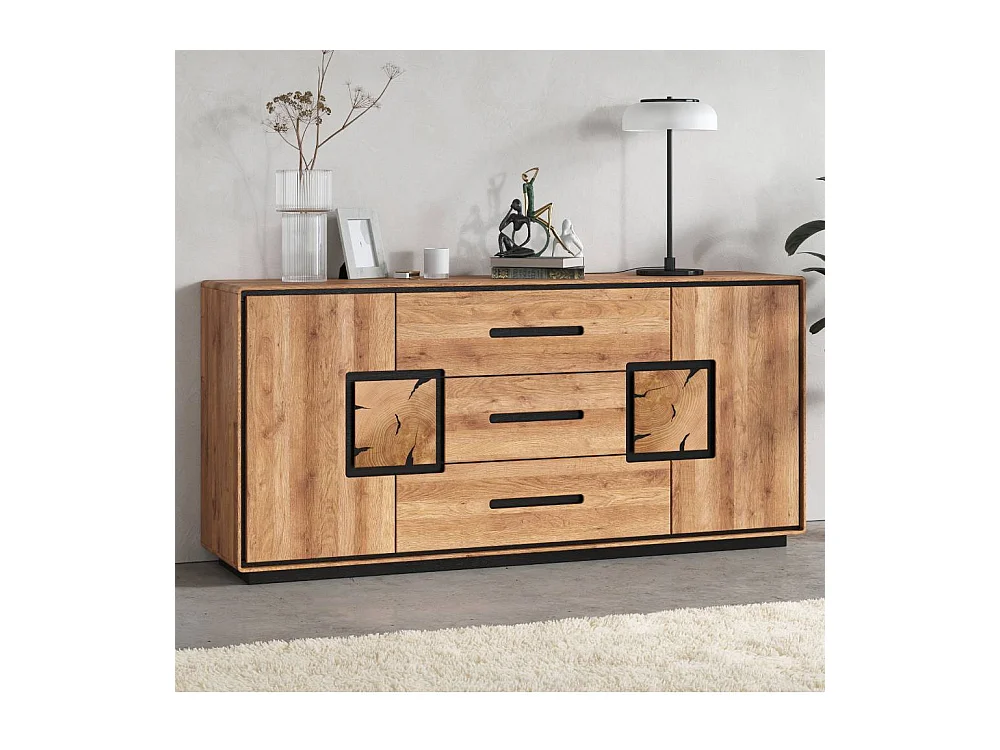 Esszimmerkommode Holzkommode mit Hirnholz Applikation 166 cm breit