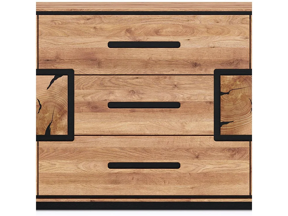 Esszimmerkommode Holzkommode mit Hirnholz Applikation 166 cm breit