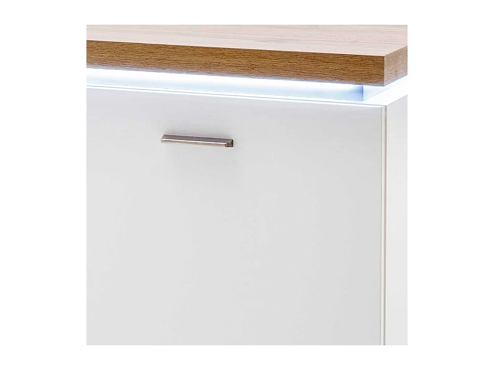 Wohnzimmerkommode in Weiß und Wildeichefarben LED Beleuchtung