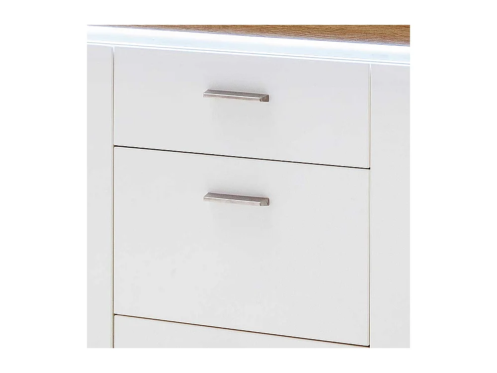 Wohnzimmerkommode in Weiß und Wildeichefarben LED Beleuchtung