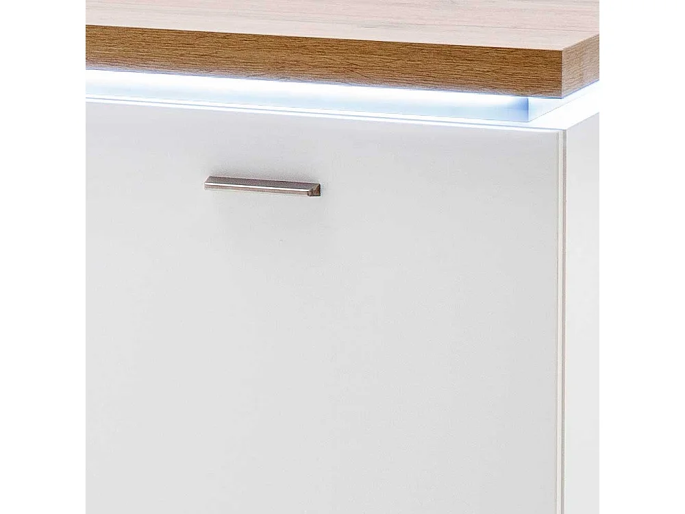 Wohnzimmerkommode in Weiß und Wildeichefarben LED Beleuchtung