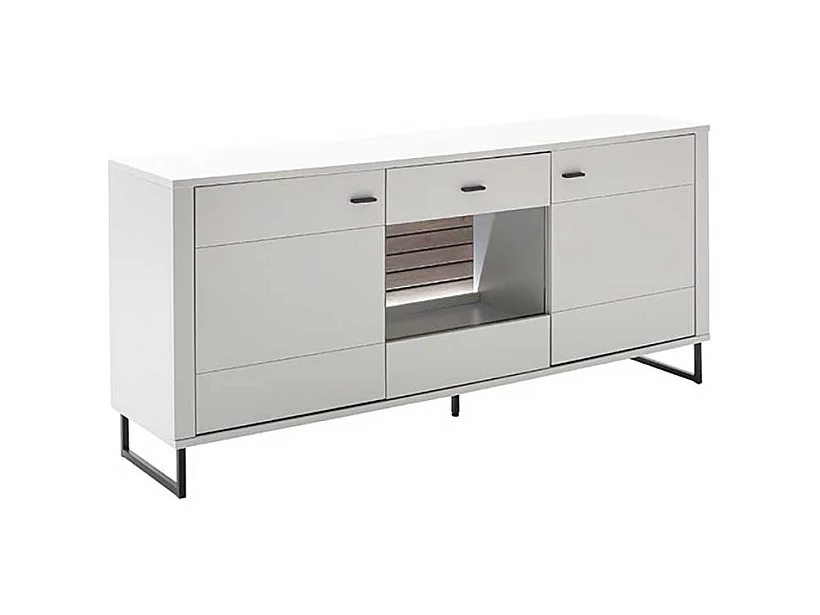 Sideboard mit Bügelgestell in Weiß und Holzoptik Wildeiche 189 cm breit