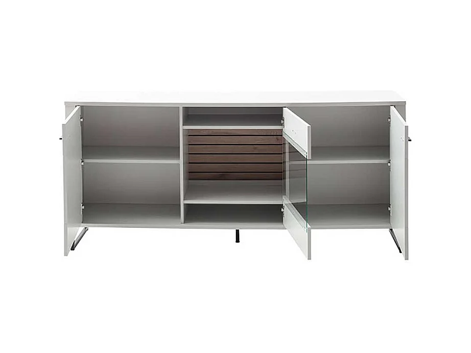 Sideboard mit Bügelgestell in Weiß und Holzoptik Wildeiche 189 cm breit