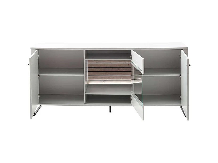 Sideboard mit Bügelgestell in Weiß und Holzoptik Wildeiche 189 cm breit