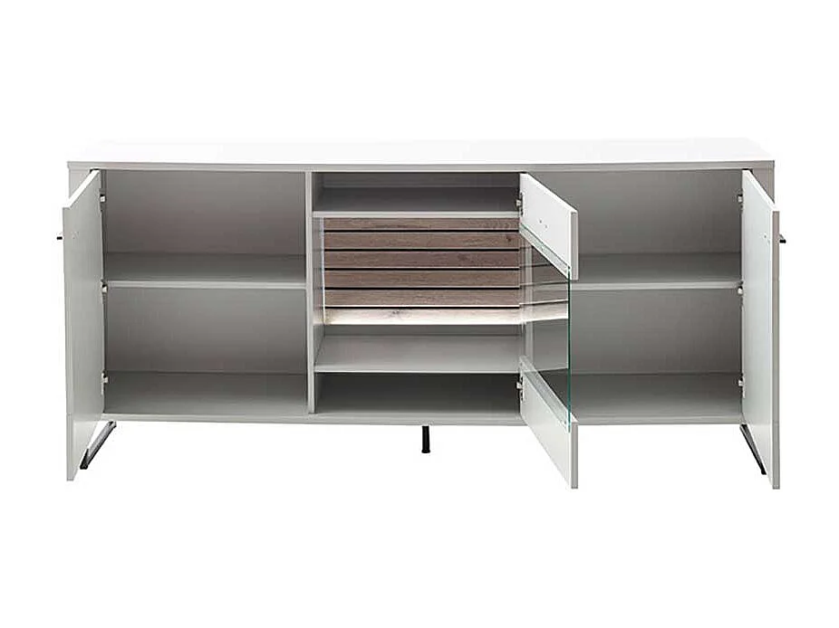 Sideboard mit Bügelgestell in Weiß und Holzoptik Wildeiche 189 cm breit