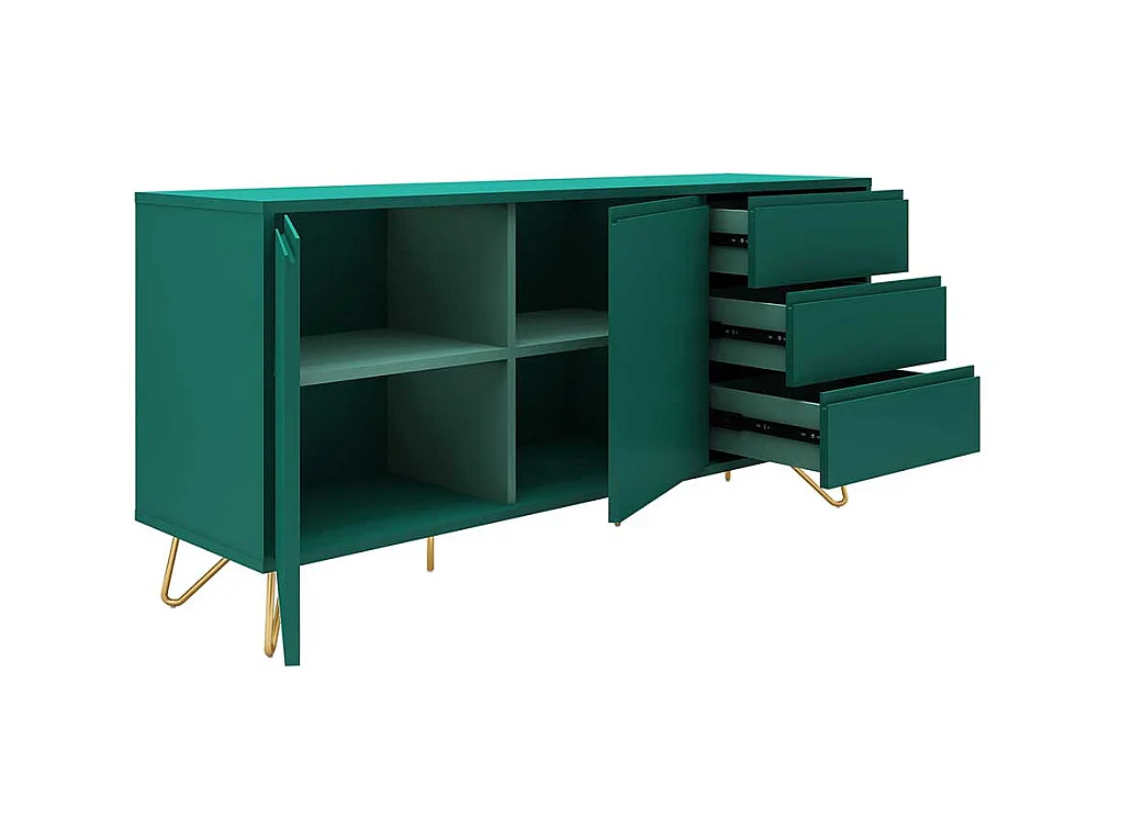 Esszimmersideboard in Grün und Goldfarben zweitürig