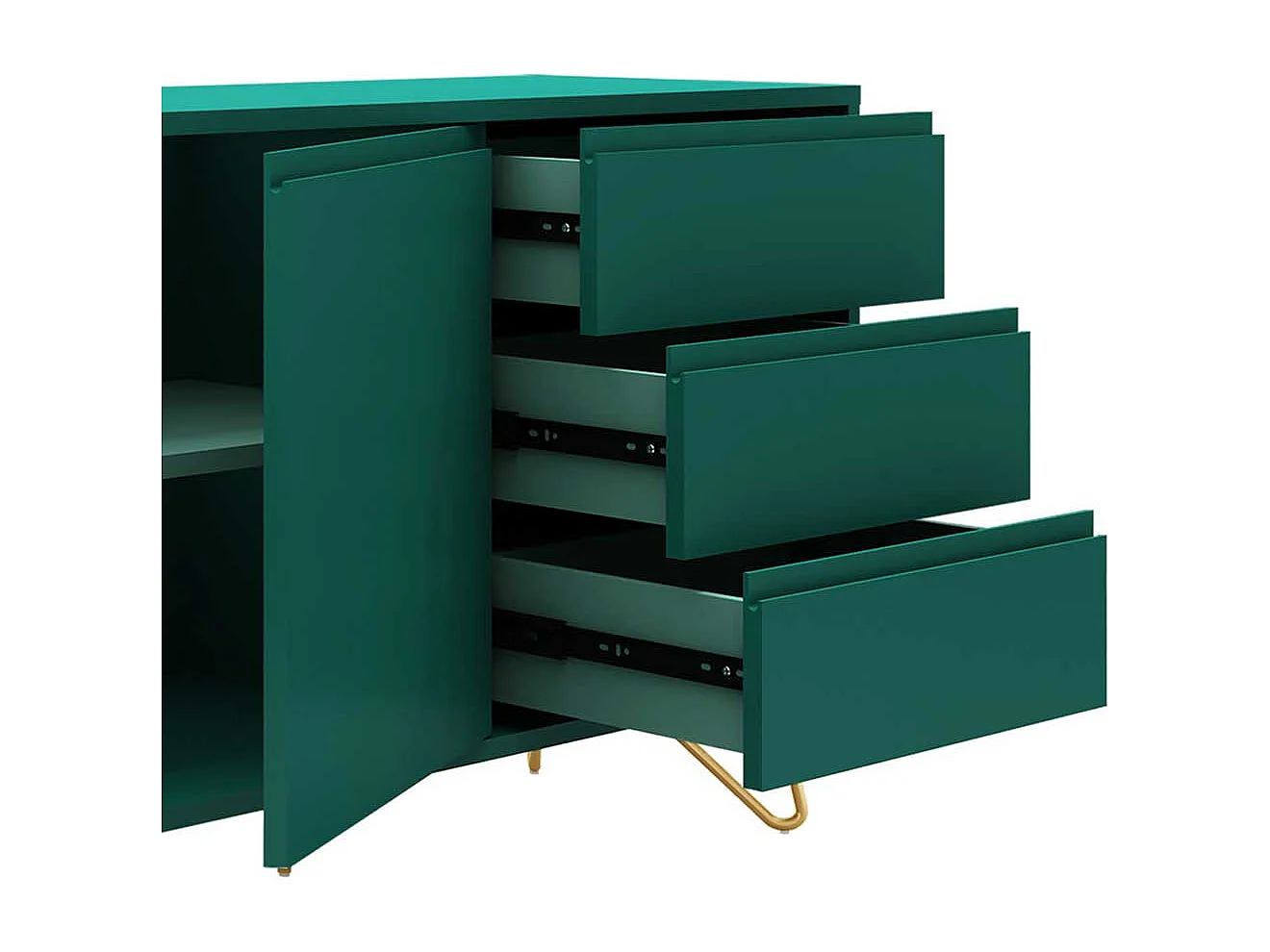 Esszimmersideboard in Grün und Goldfarben zweitürig