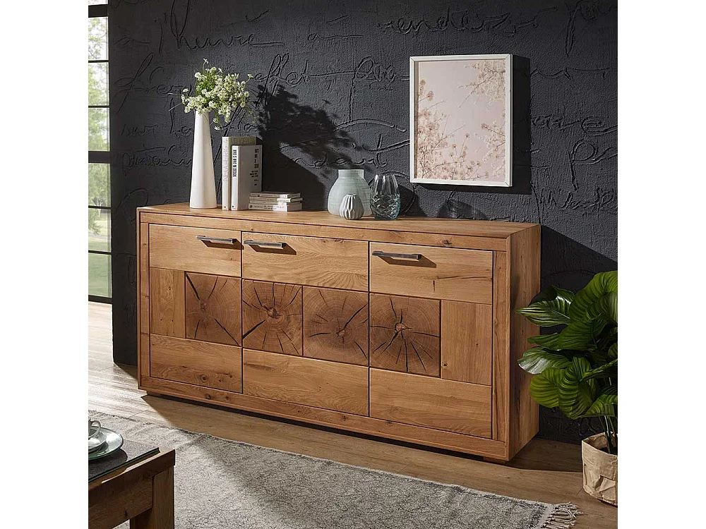 Wohnzimmer Sideboard aus Wildeiche Massivholz 170 cm