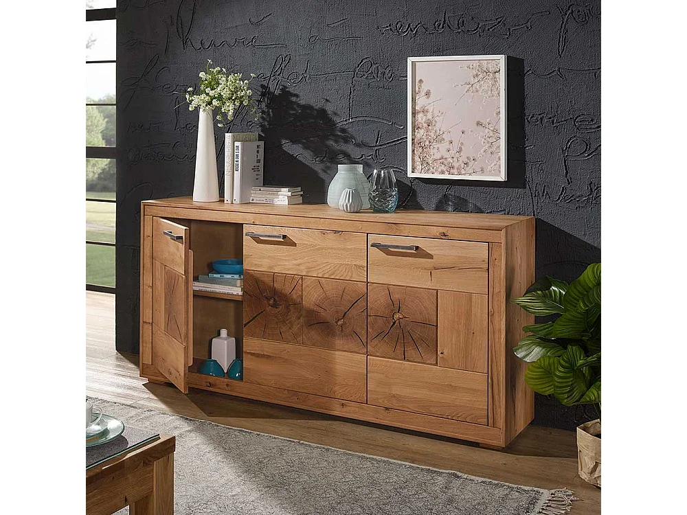 Wohnzimmer Sideboard aus Wildeiche Massivholz 170 cm