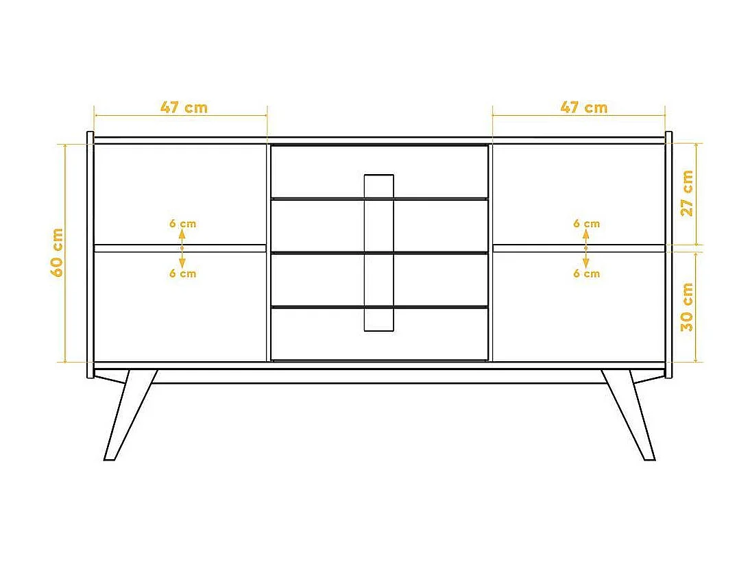 Retro Sideboard aus Wildeiche Massivholz 160 cm breit