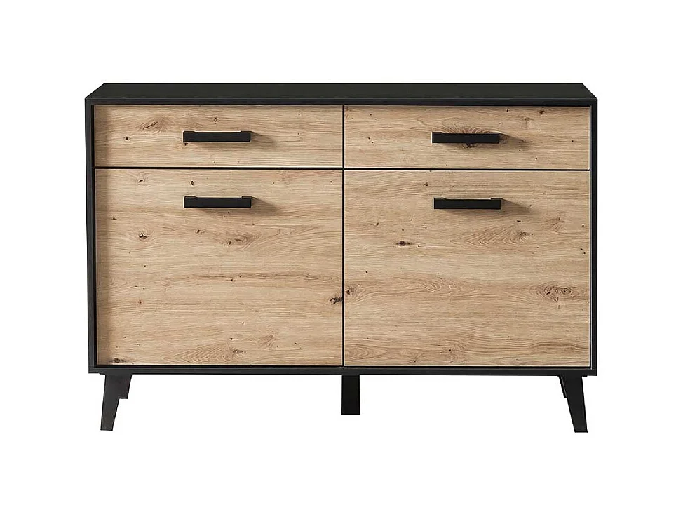 Kleines Sideboard in Wildeichefarben Schwarz