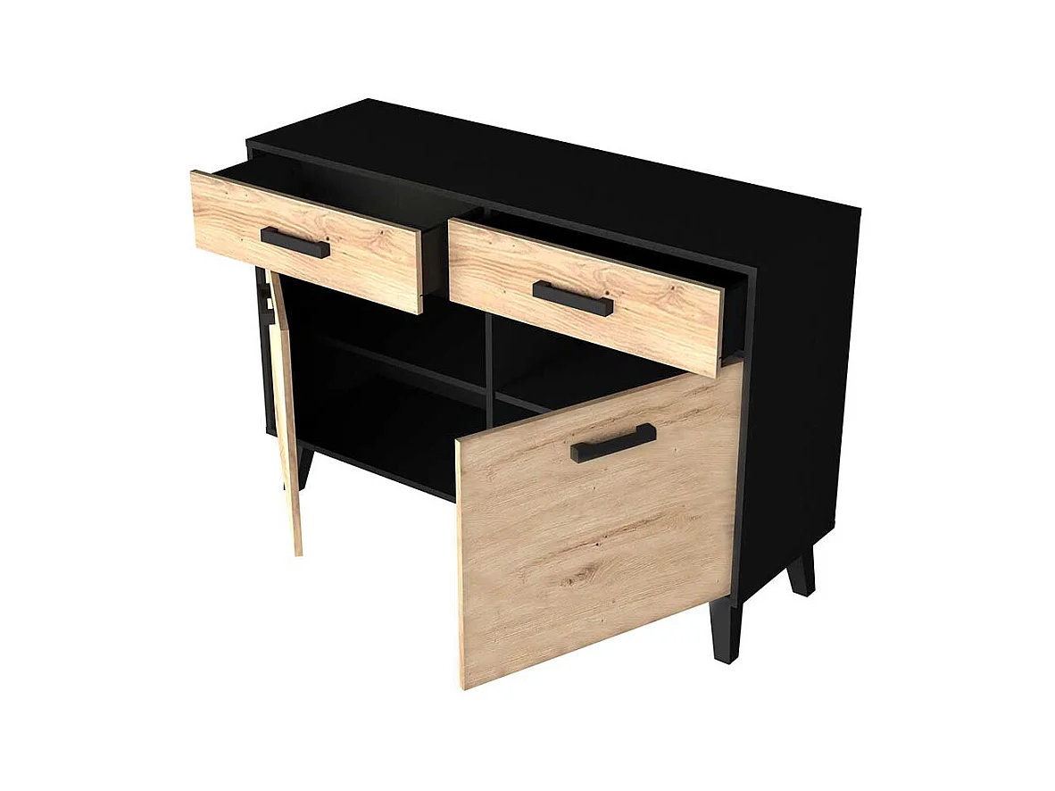 Kleines Sideboard in Wildeichefarben Schwarz