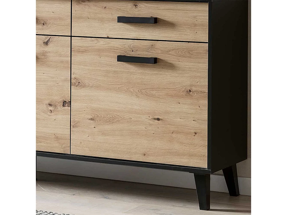 Kleines Sideboard in Wildeichefarben Schwarz