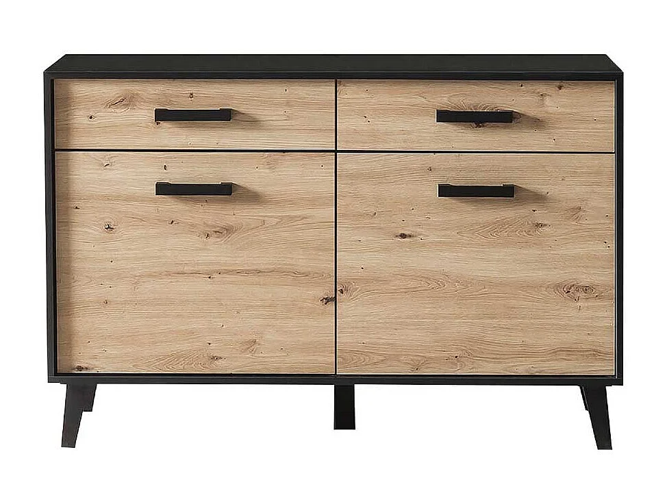 Kleines Sideboard in Wildeichefarben Schwarz