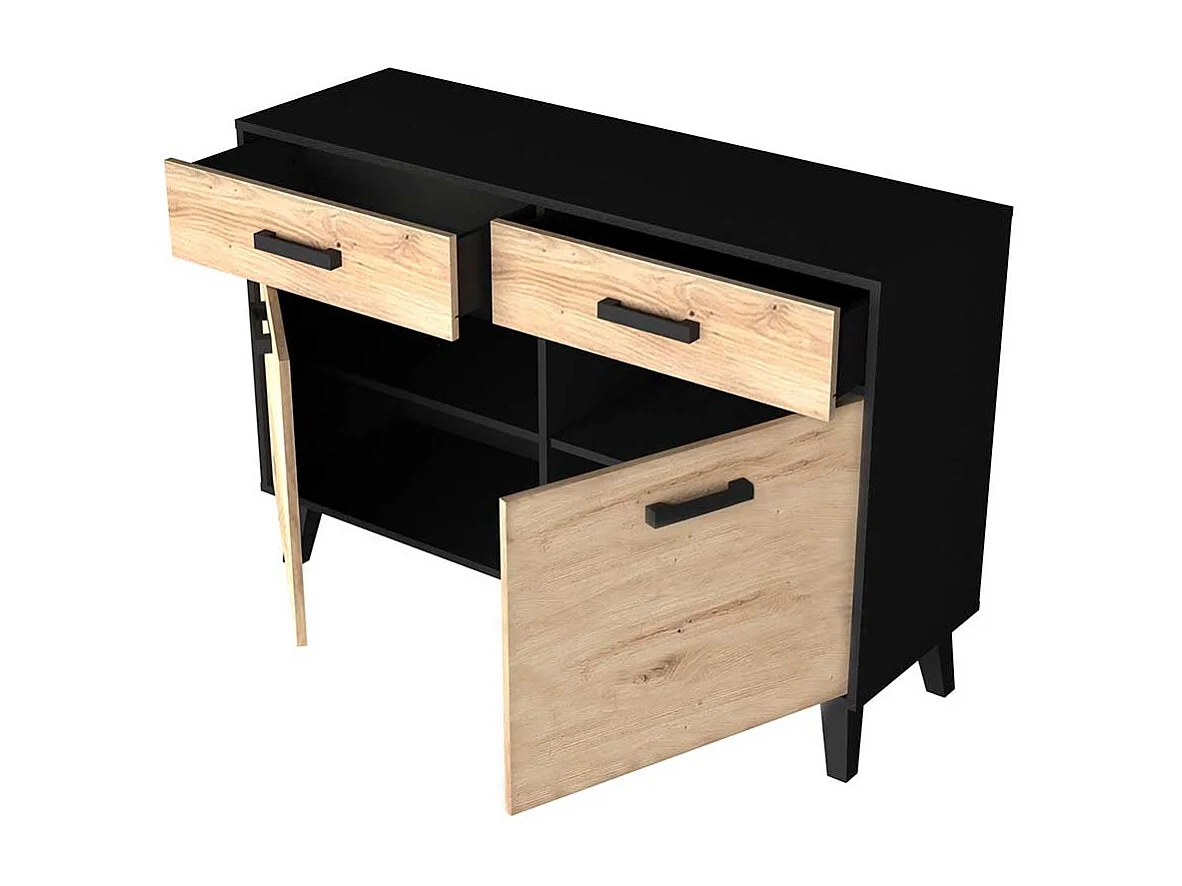 Kleines Sideboard in Wildeichefarben Schwarz