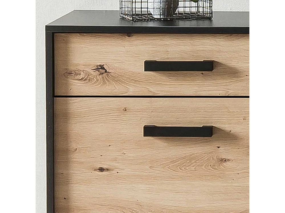 Kleines Sideboard in Wildeichefarben Schwarz