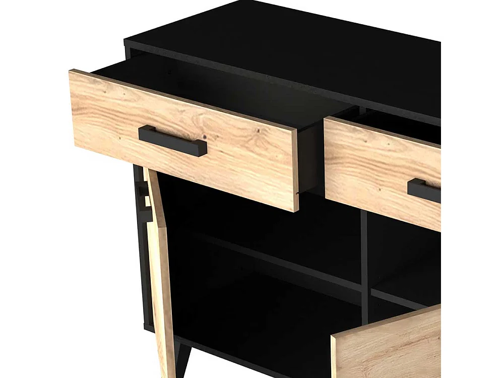 Kleines Sideboard in Wildeichefarben Schwarz