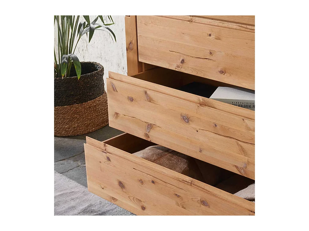 Vollholzkommode aus Kiefer Massivholz in Eiche Honig drei Schubladen