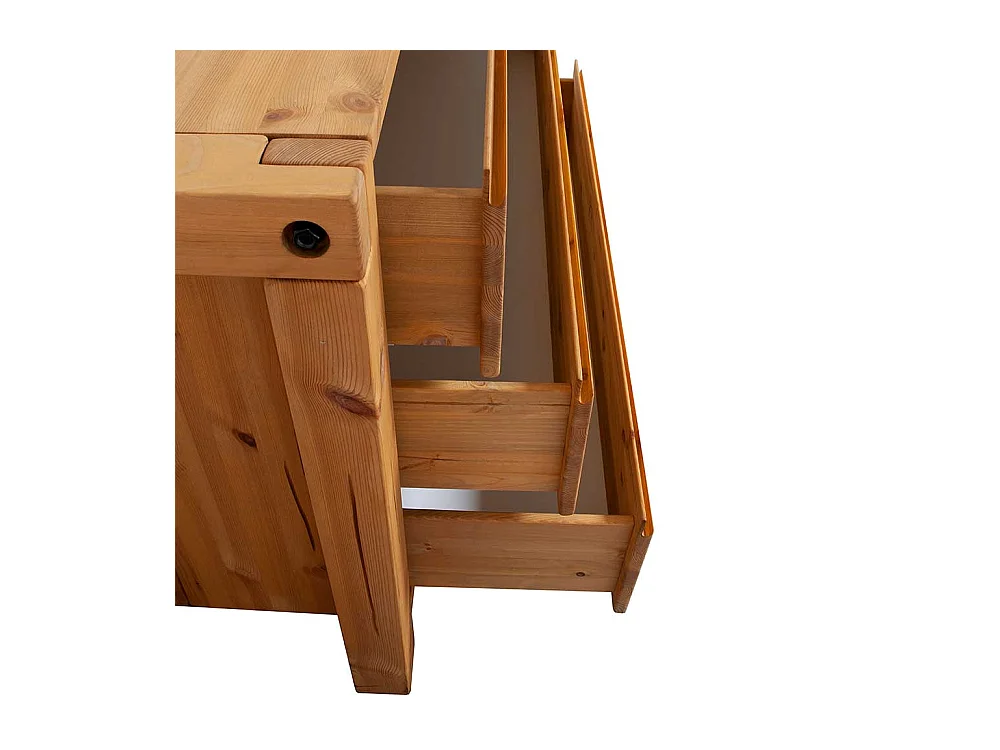 Vollholzkommode aus Kiefer Massivholz in Eiche Honig drei Schubladen