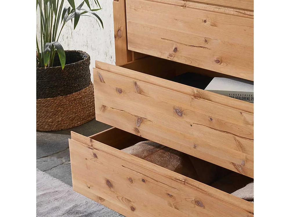 Vollholzkommode aus Kiefer Massivholz in Eiche Honig drei Schubladen