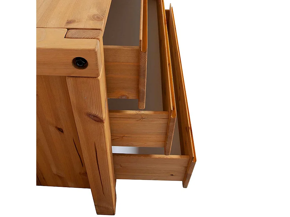 Vollholzkommode aus Kiefer Massivholz in Eiche Honig drei Schubladen