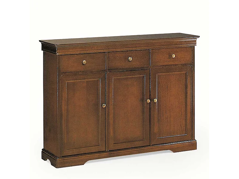 Esszimmersideboard klassisch in Nussbaumfarben drei Schubladen und Türen