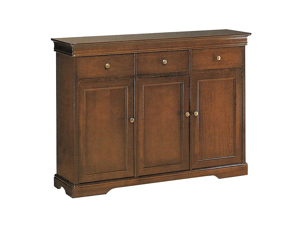 Esszimmersideboard klassisch in Nussbaumfarben drei Schubladen und Türen
