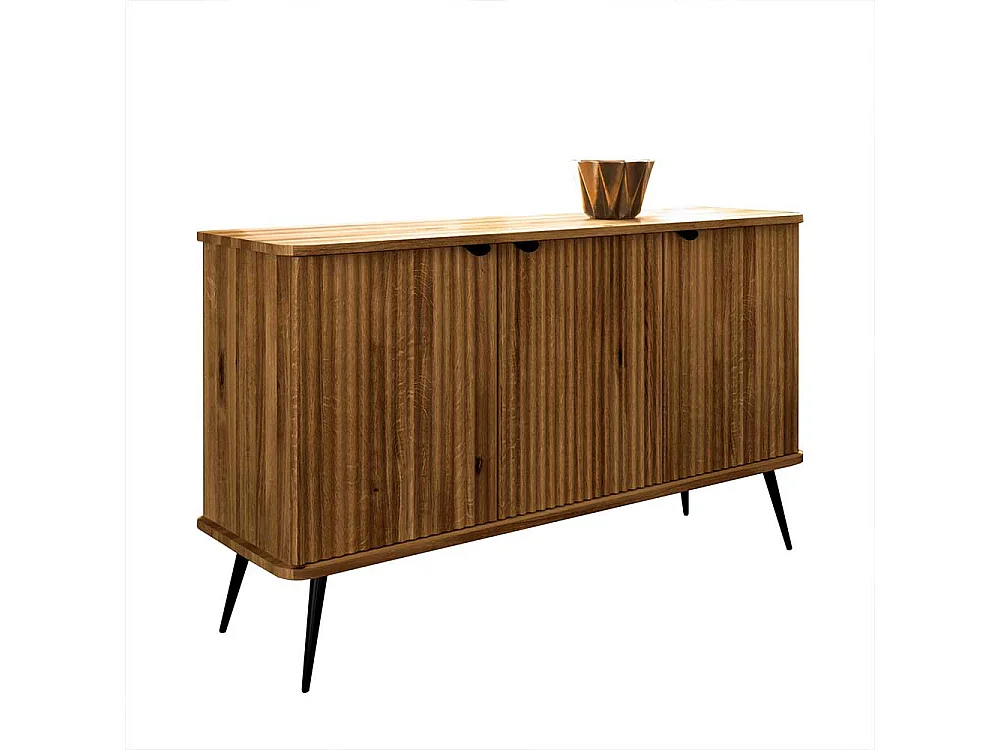 Wildeiche Sideboard modern mit Drehtüren Vierfußgestell aus Metall