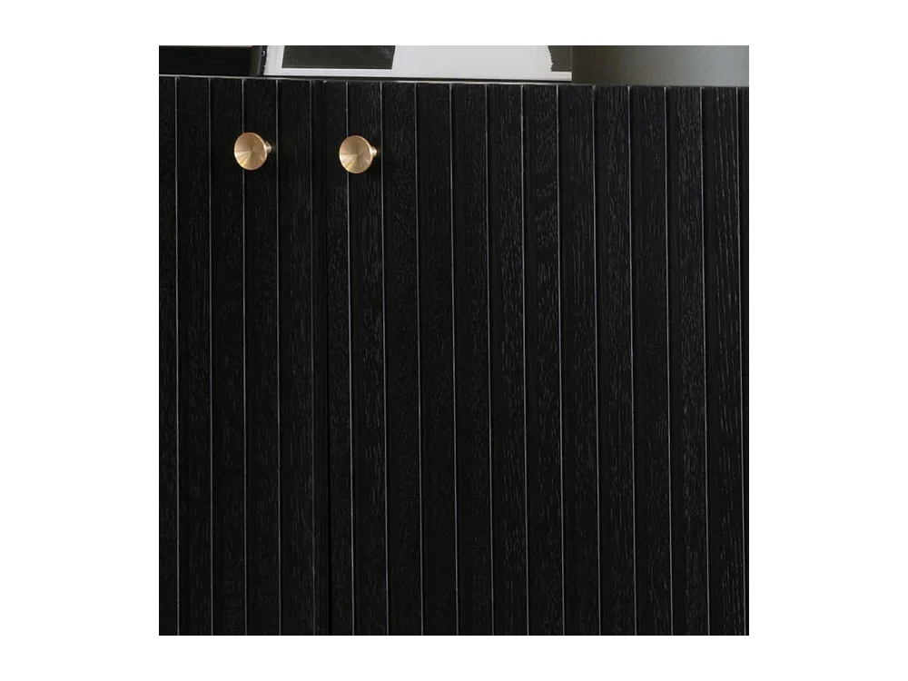 Esszimmersideboard aus Eiche Massivholz & MDF Schwarz