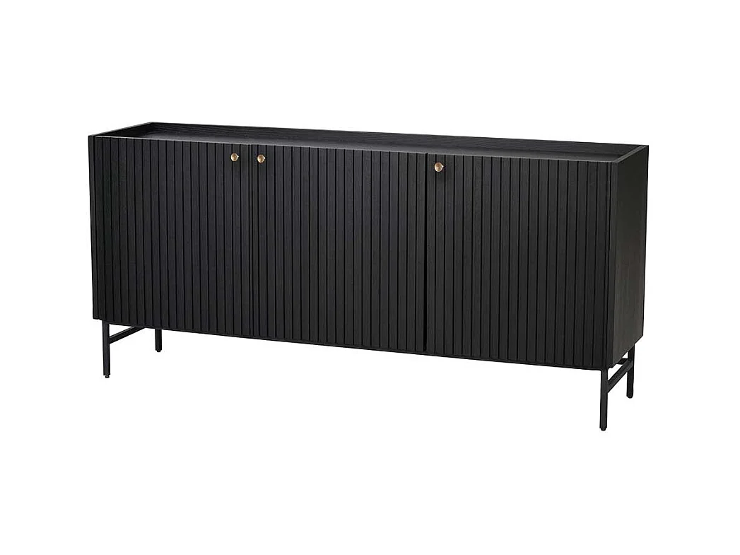 Esszimmersideboard aus Eiche Massivholz & MDF Schwarz
