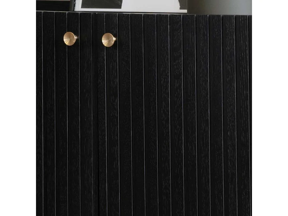 Esszimmersideboard aus Eiche Massivholz & MDF Schwarz