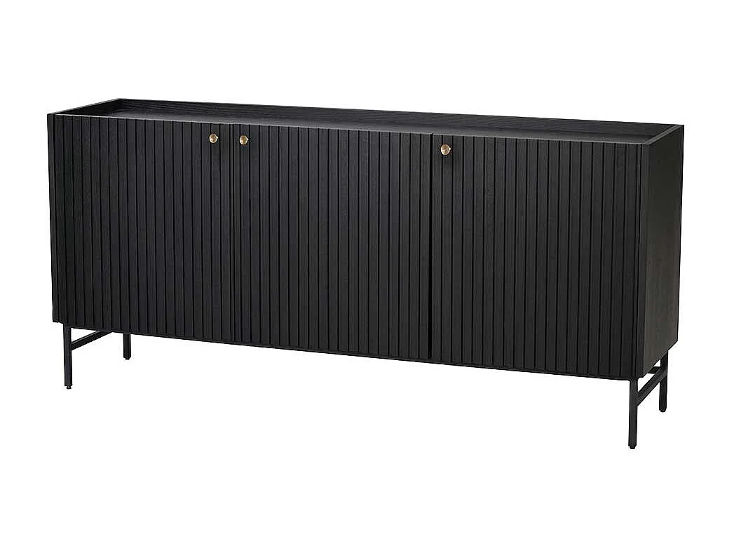 Esszimmersideboard aus Eiche Massivholz & MDF Schwarz