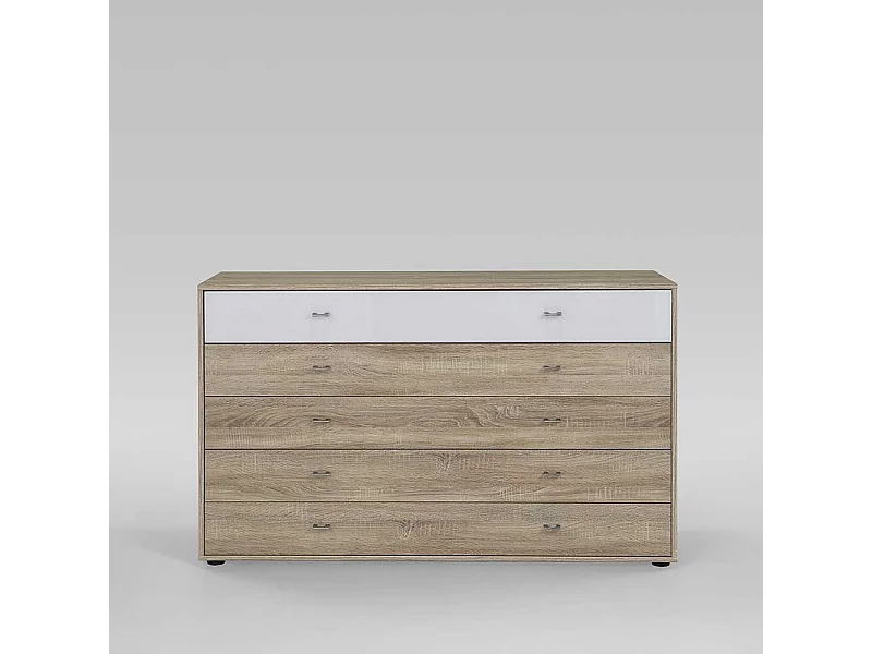 Sideboard in Eiche Sägerau Weiß Schubladen