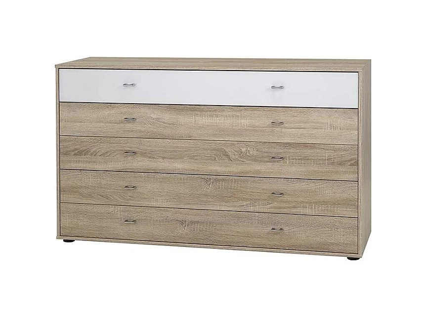 Sideboard in Eiche Sägerau Weiß Schubladen