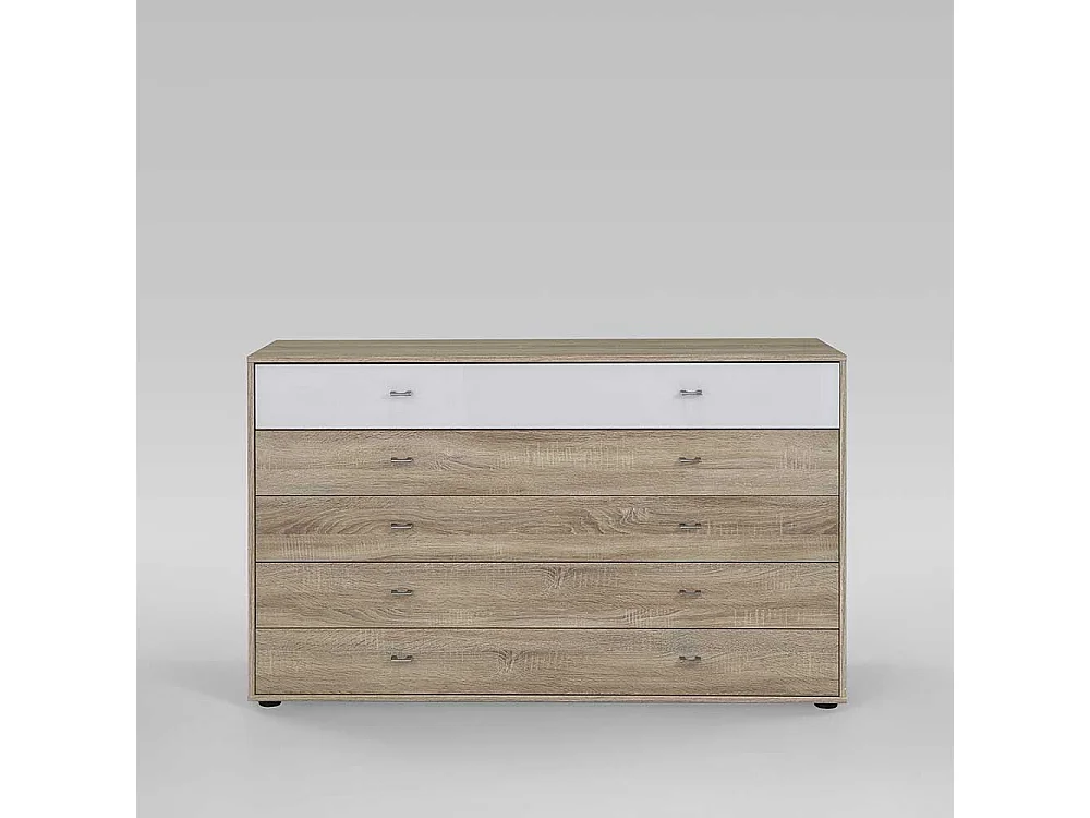 Sideboard in Eiche Sägerau Weiß Schubladen