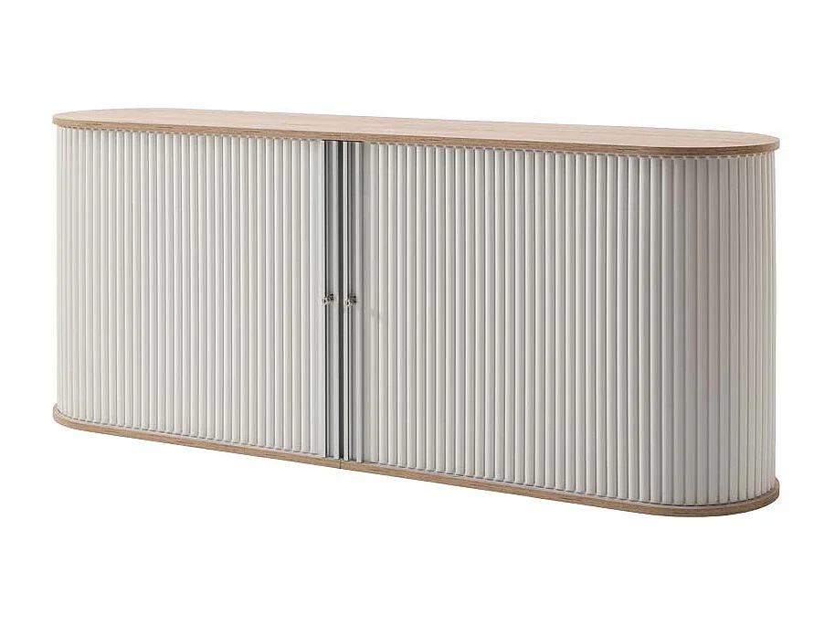 Rolladen Büroschrank in Weiß Eiche abschließbar