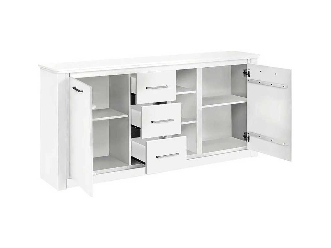 Weiße Esszimmerkommode mit drei Schubladen Kiefer Massivholz